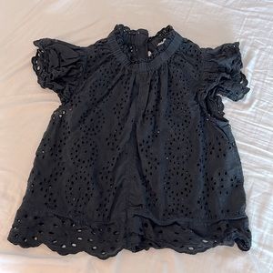 Black eyelet lace blouse with buttons down back
